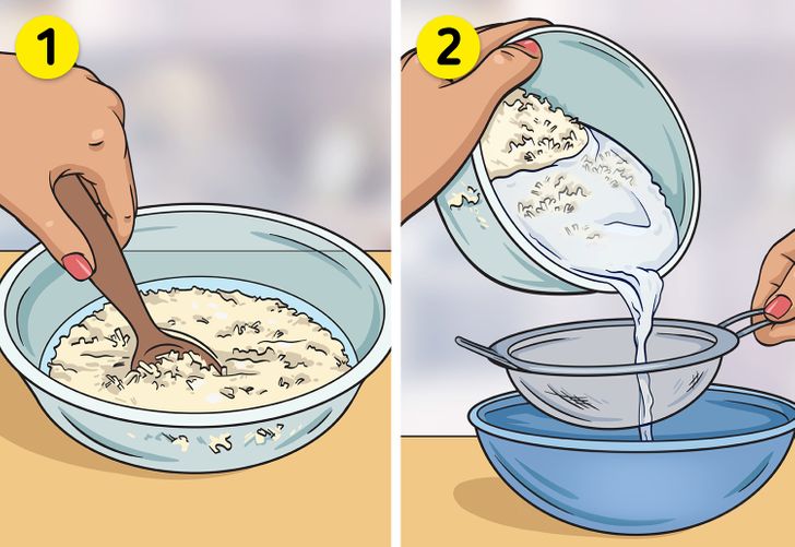 Sử dụng nước vo gạo ủ tóc