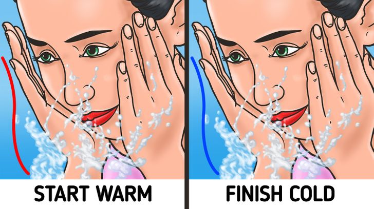 Rửa mặt bằng nước ấm và nước lạnh